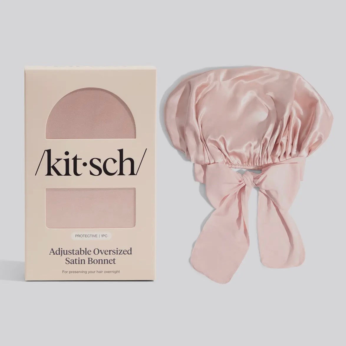 Adjustable Oversized Satin Bonnet- Blush