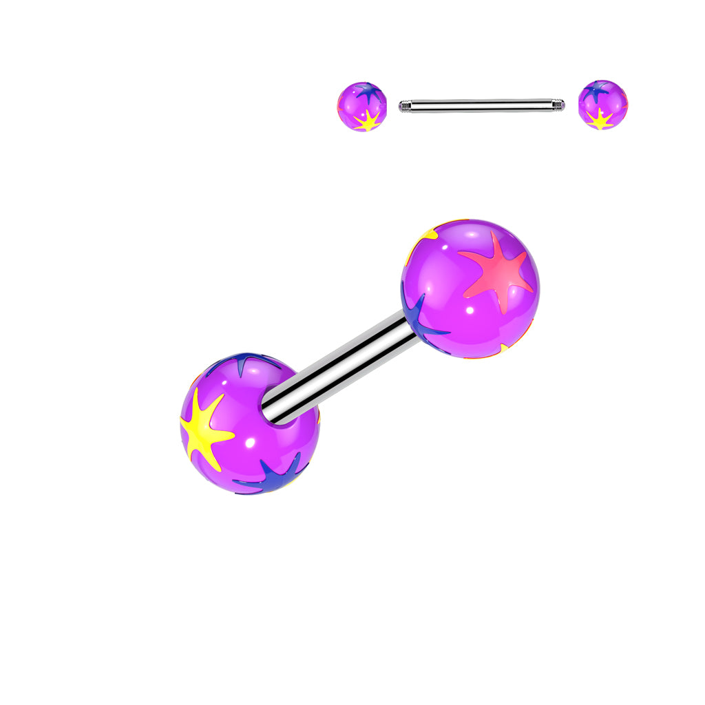 Multi Colored Starburst Acrylic Ball Barbell