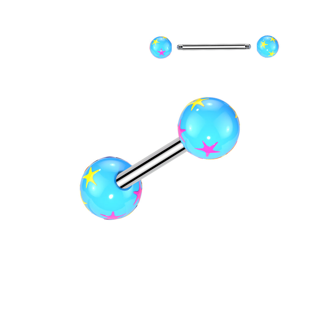 Multi Colored Starburst Acrylic Ball Barbell