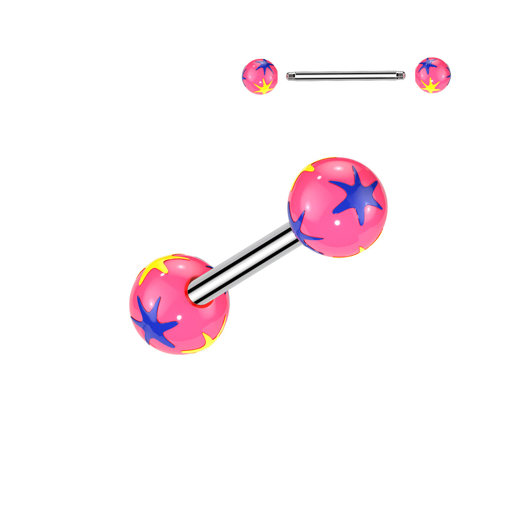 Multi Colored Starburst Acrylic Ball Barbell