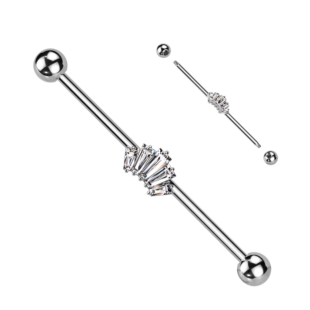 Baguette CZ Crown Industrial Barbell