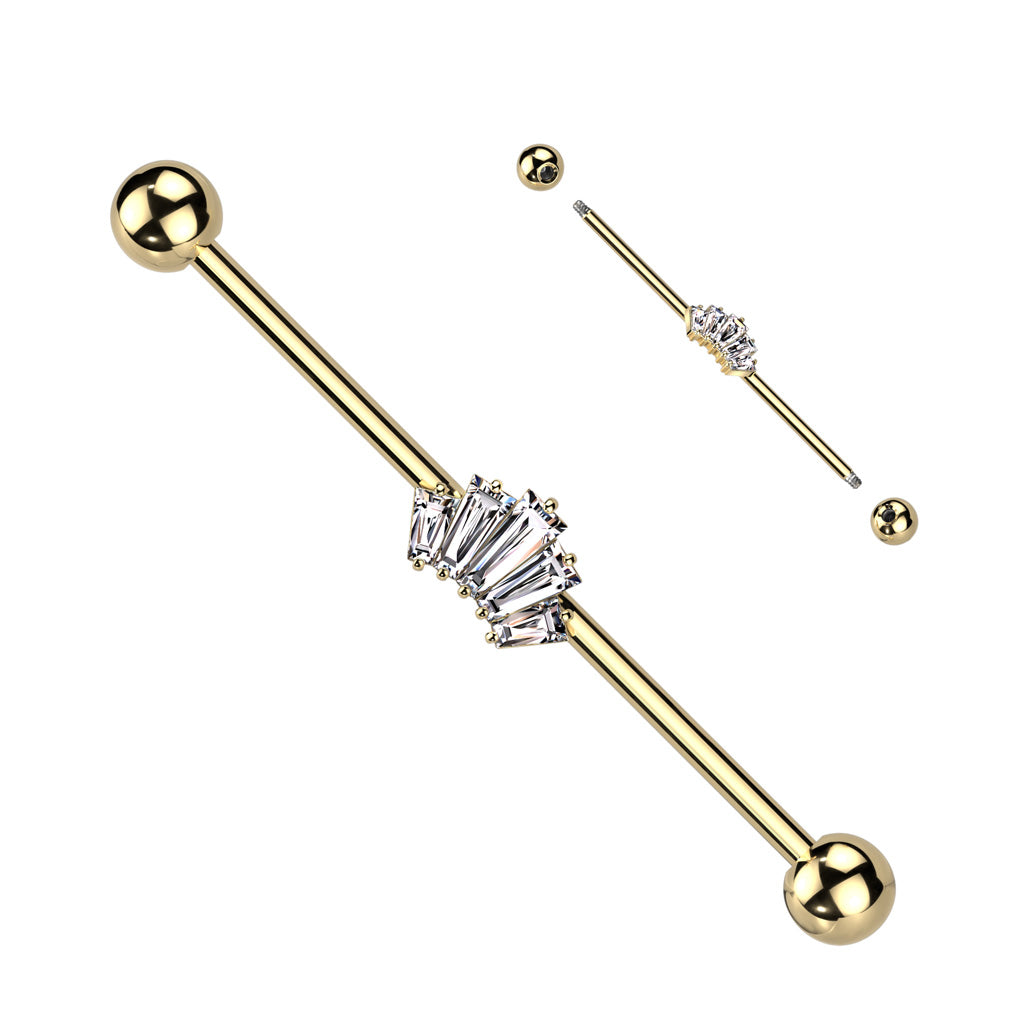 Baguette CZ Crown Industrial Barbell
