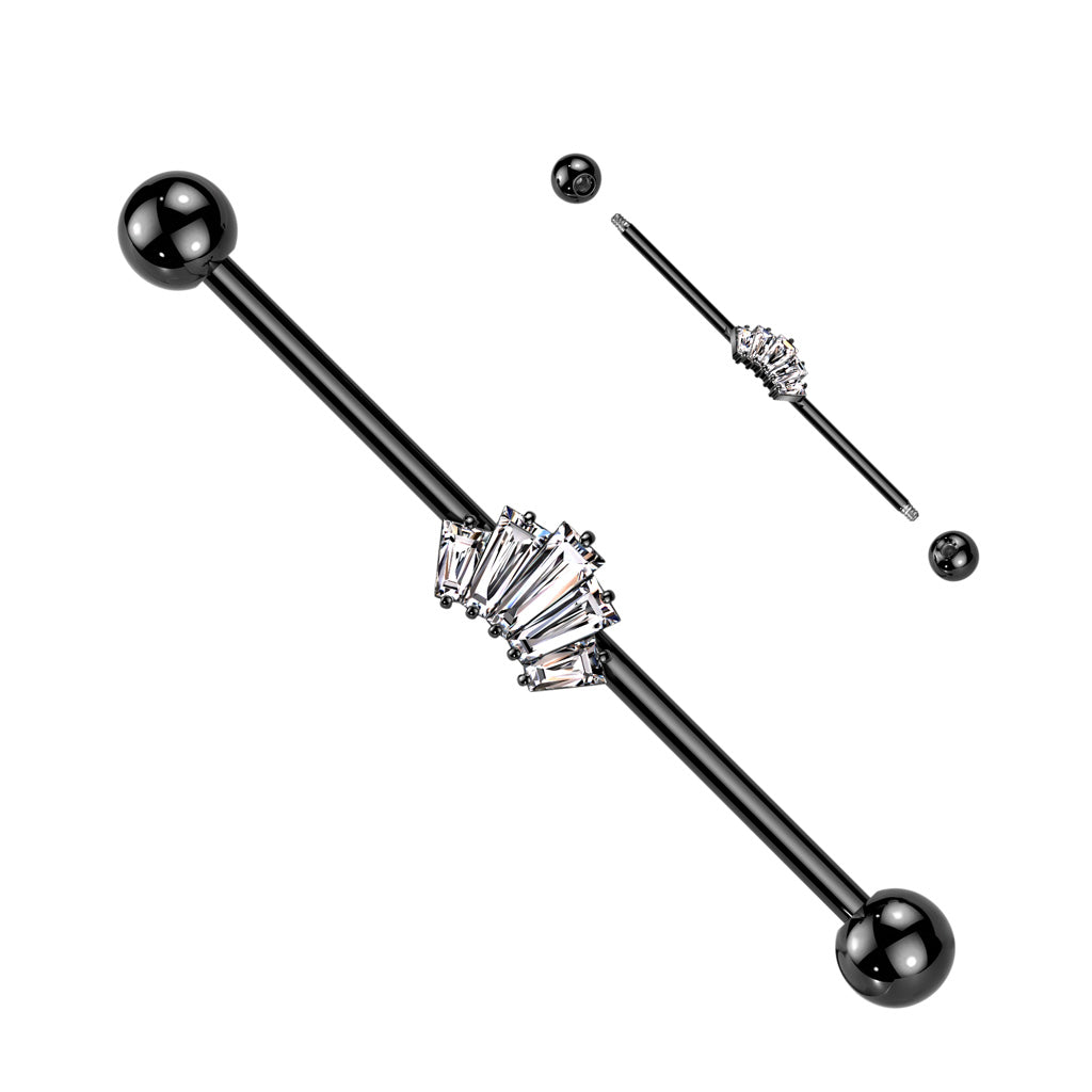 Baguette CZ Crown Industrial Barbell