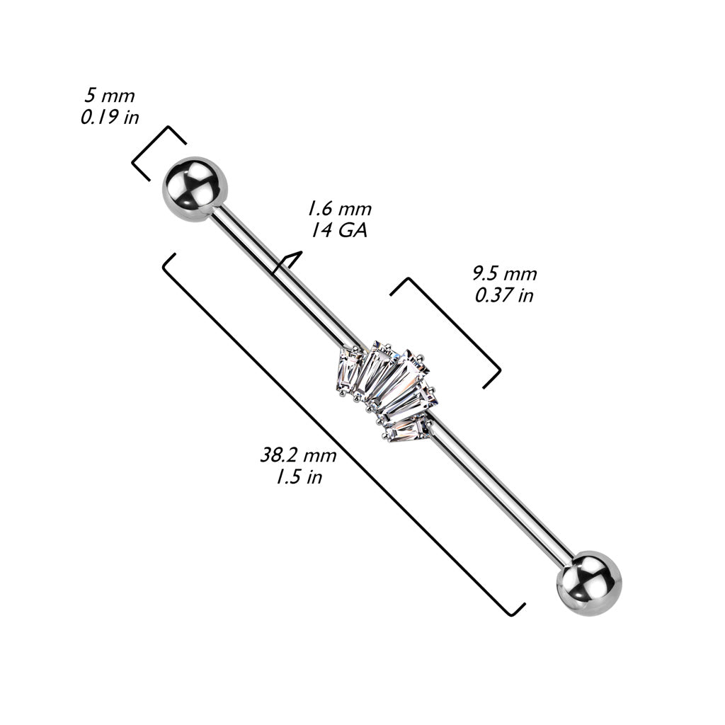 Baguette CZ Crown Industrial Barbell