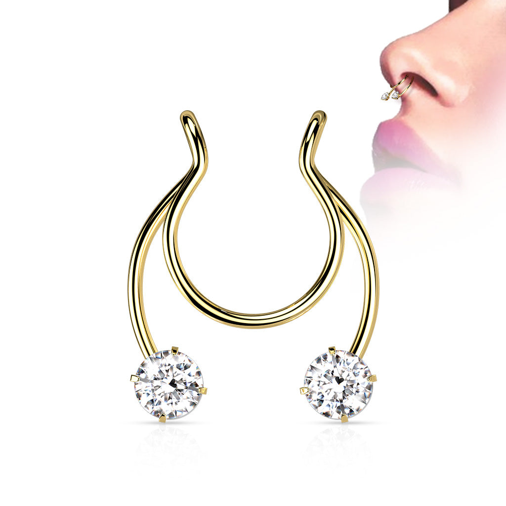 Clip on Horseshoe with Forward Facing Prong Set CZ