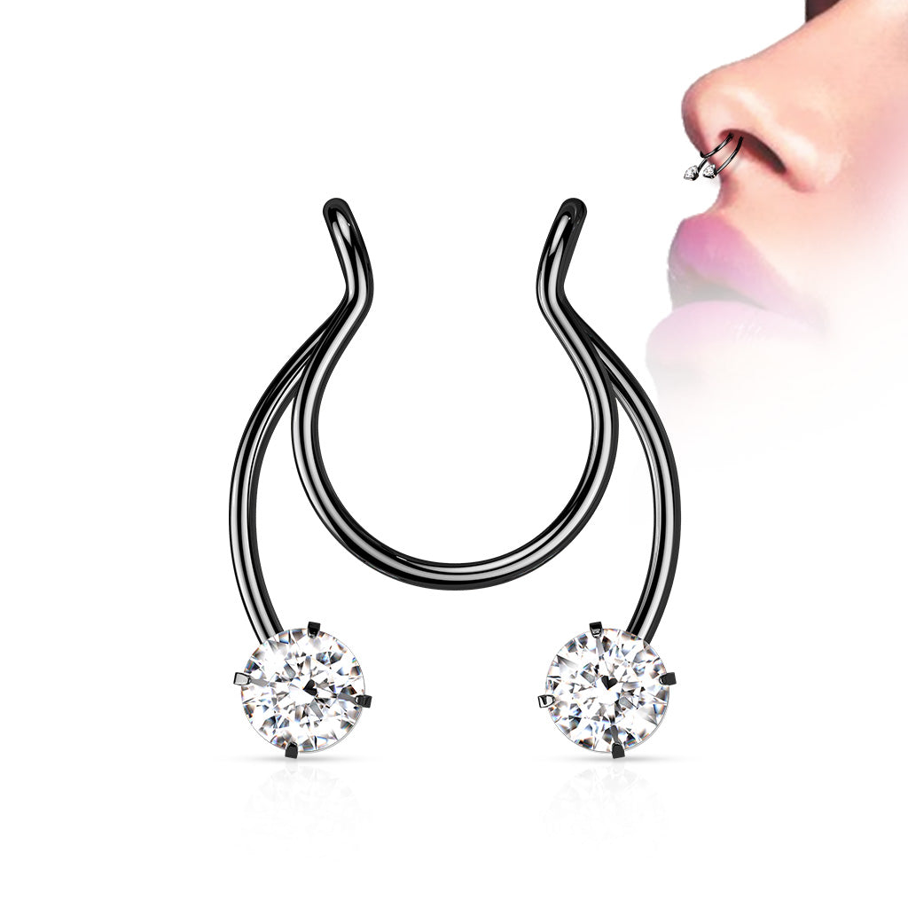 Clip on Horseshoe with Forward Facing Prong Set CZ
