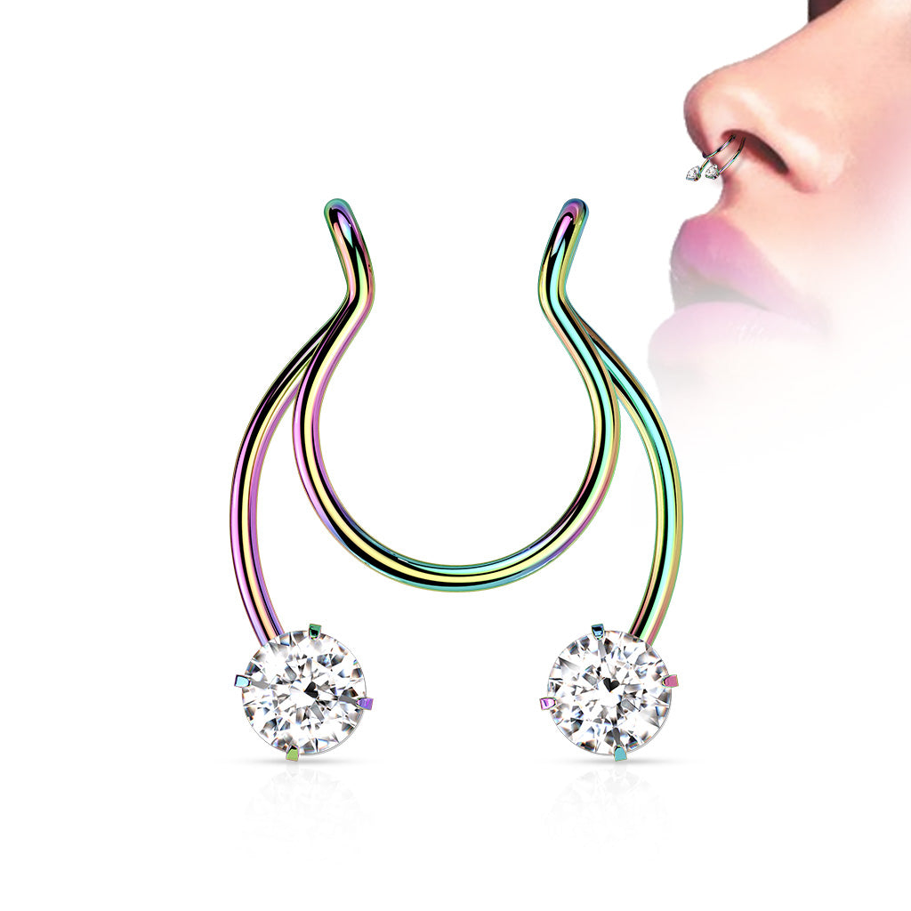 Clip on Horseshoe with Forward Facing Prong Set CZ