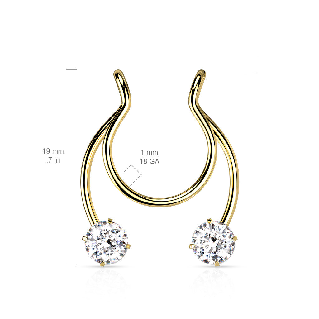 Clip on Horseshoe with Forward Facing Prong Set CZ