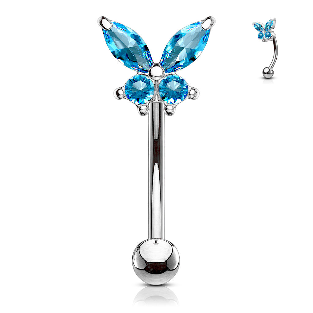Curved Barbell Butterfly CZ Prong Set Top