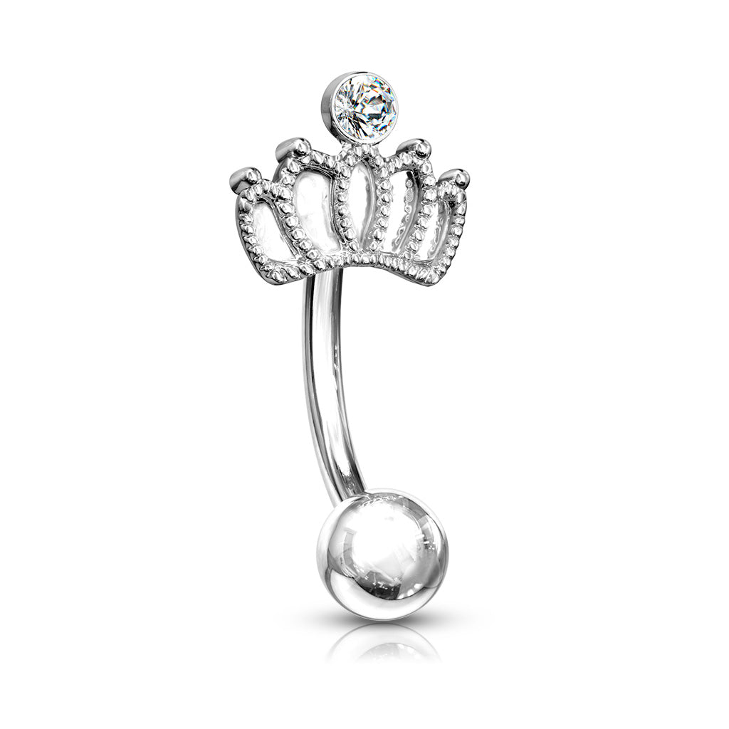 Curved Barbell Crown with Crystal