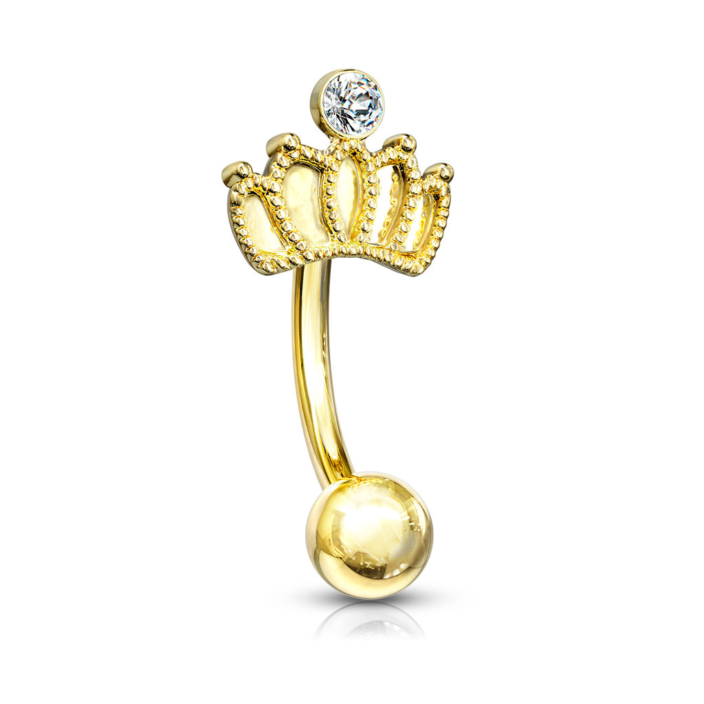 Curved Barbell Crown with Crystal