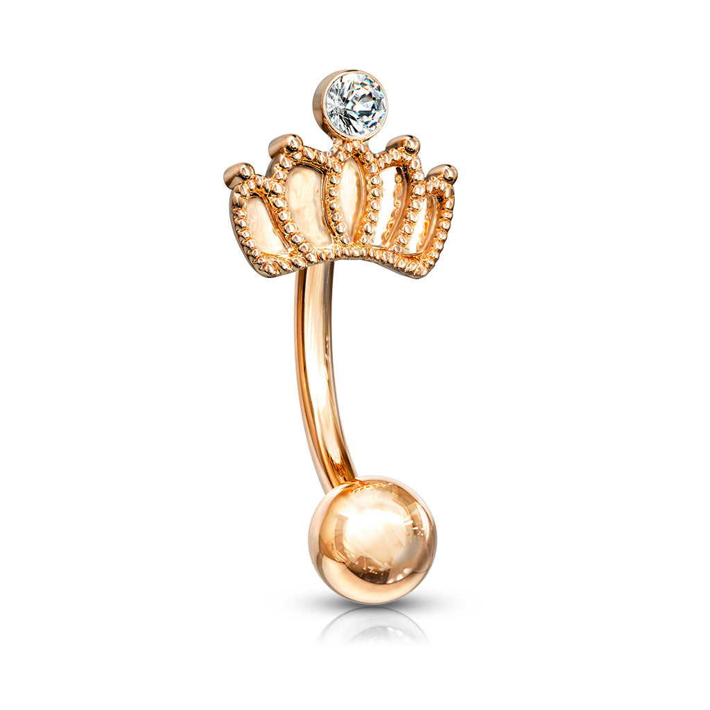 Curved Barbell Crown with Crystal