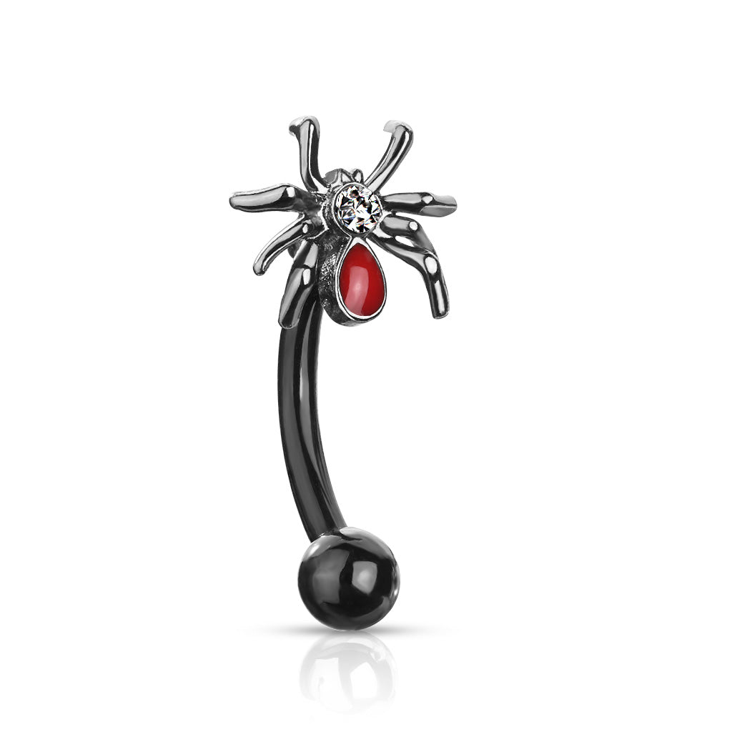 Curved Barbell Crystal Set Red Spider