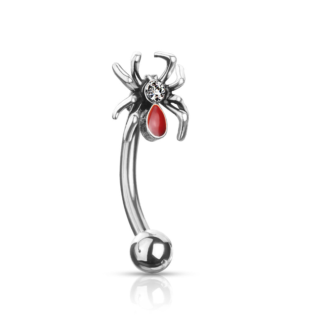 Curved Barbell Crystal Set Red Spider