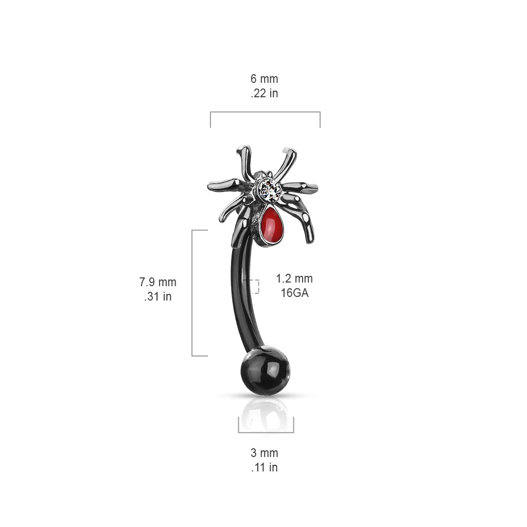 Curved Barbell Crystal Set Red Spider