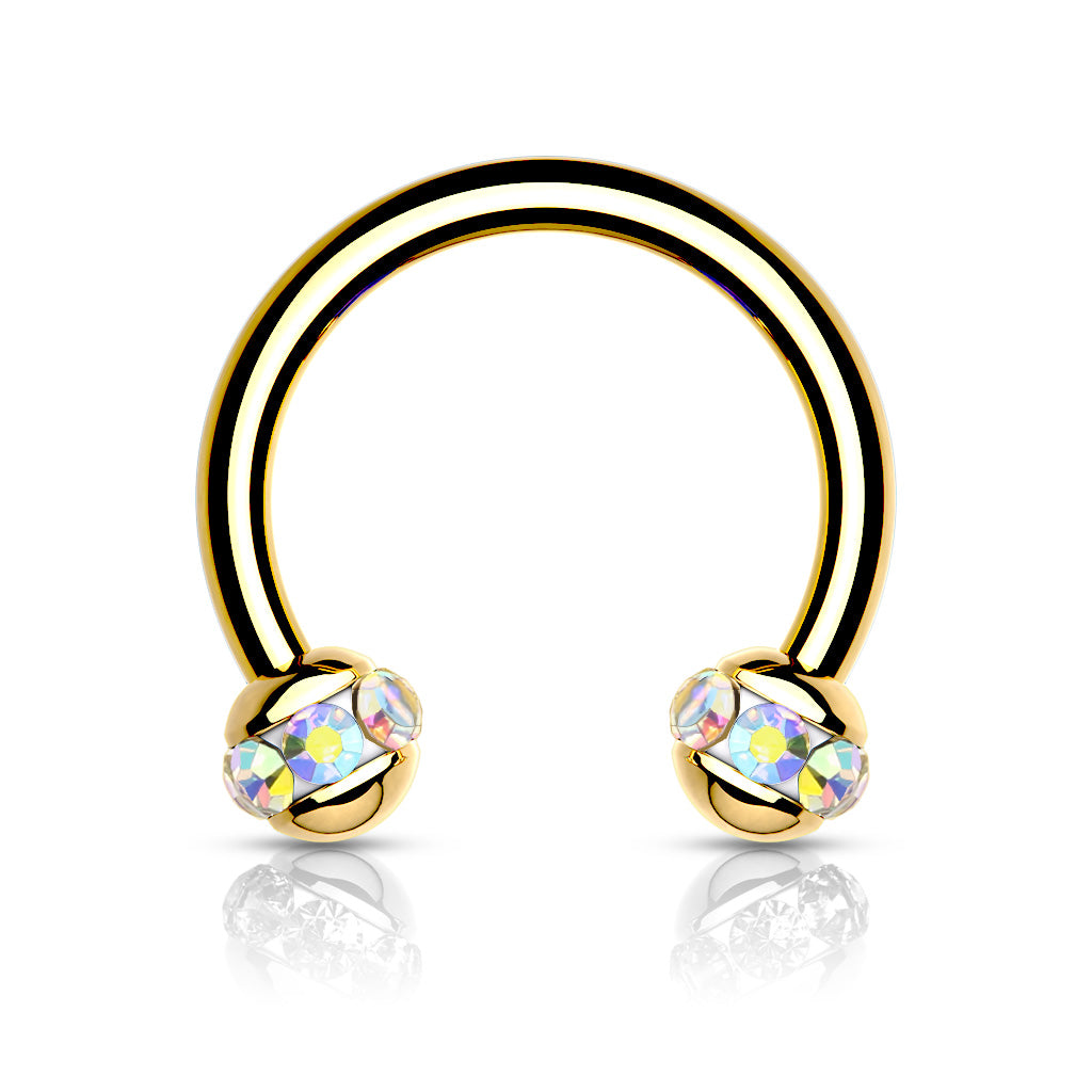 Crystals Paved ball Gold PVD Horseshoes
