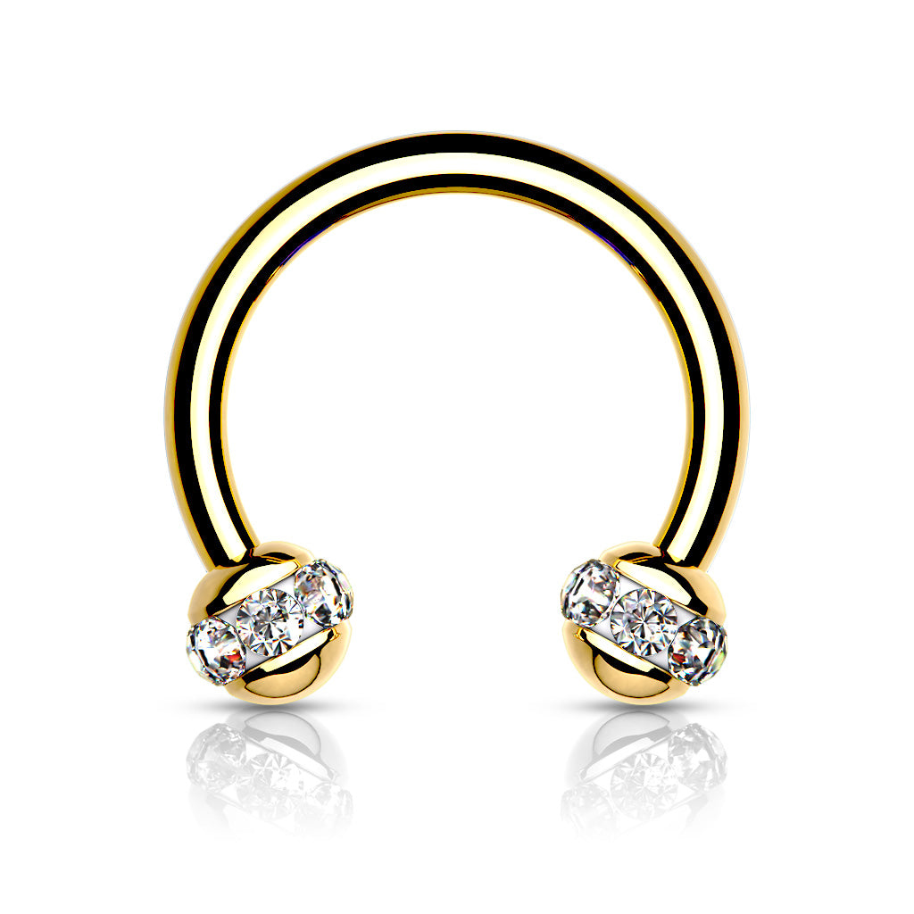 Crystals Paved ball Gold PVD Horseshoes