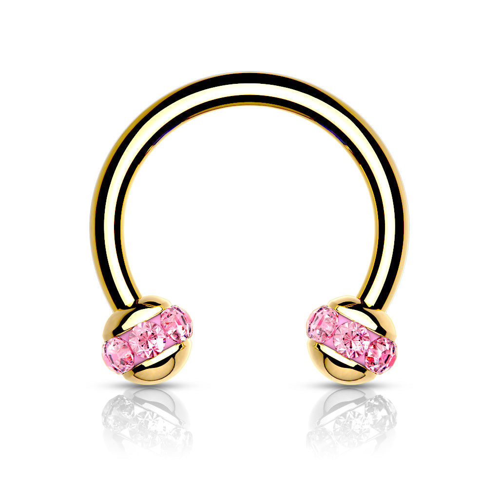 Crystals Paved ball Gold PVD Horseshoes