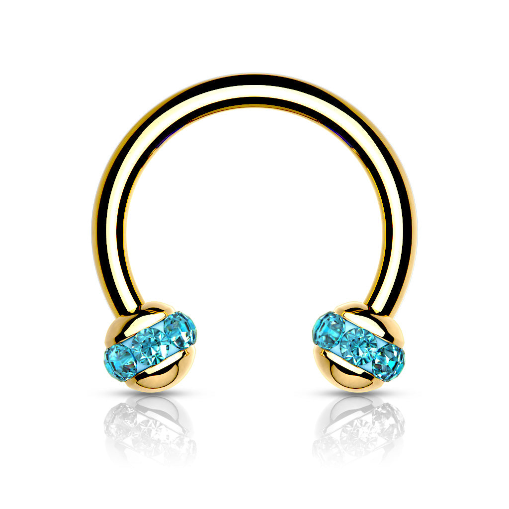 Crystals Paved ball Gold PVD Horseshoes