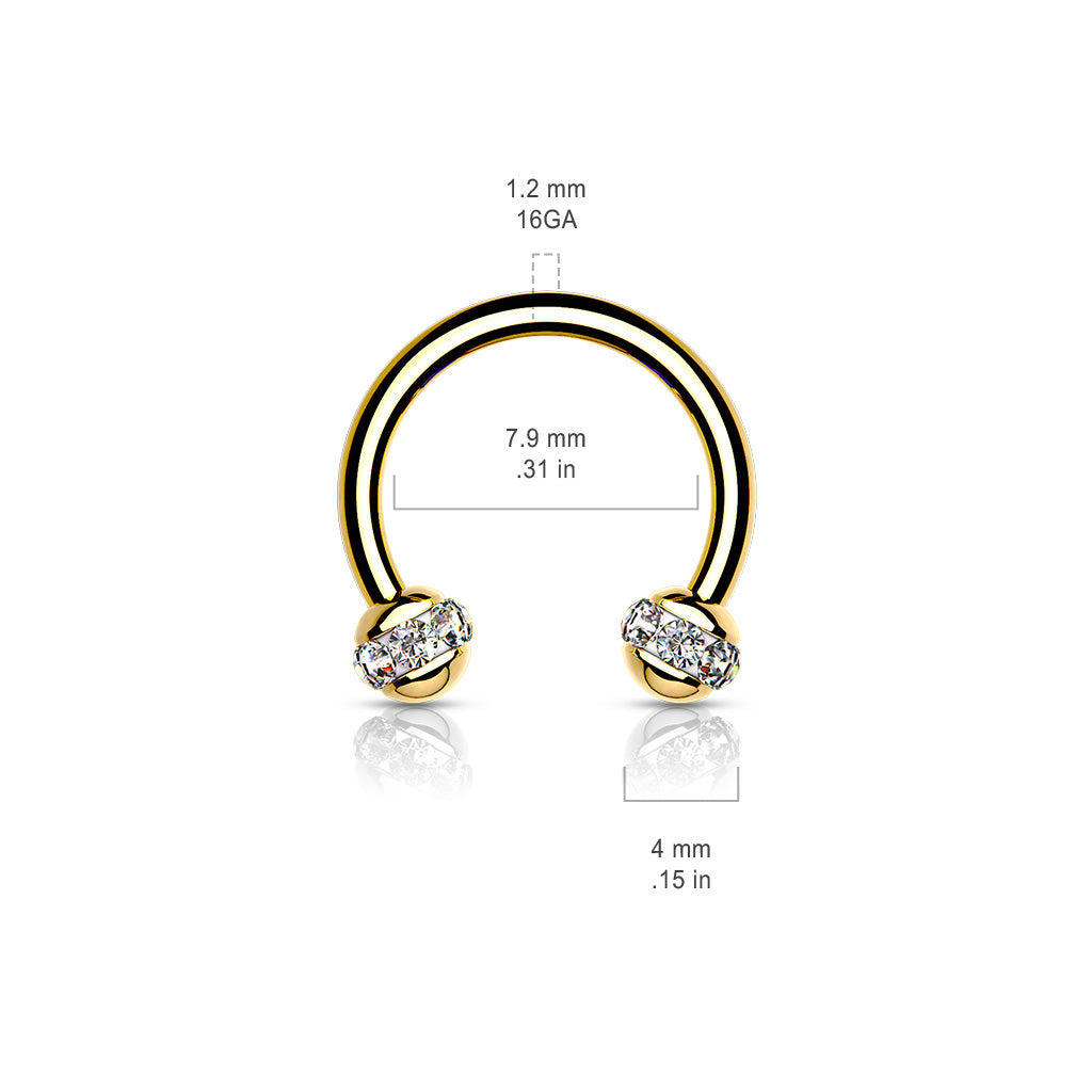 Crystals Paved ball Gold PVD Horseshoes