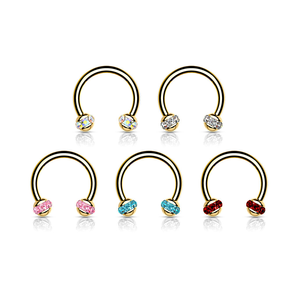 Crystals Paved ball Gold PVD Horseshoes