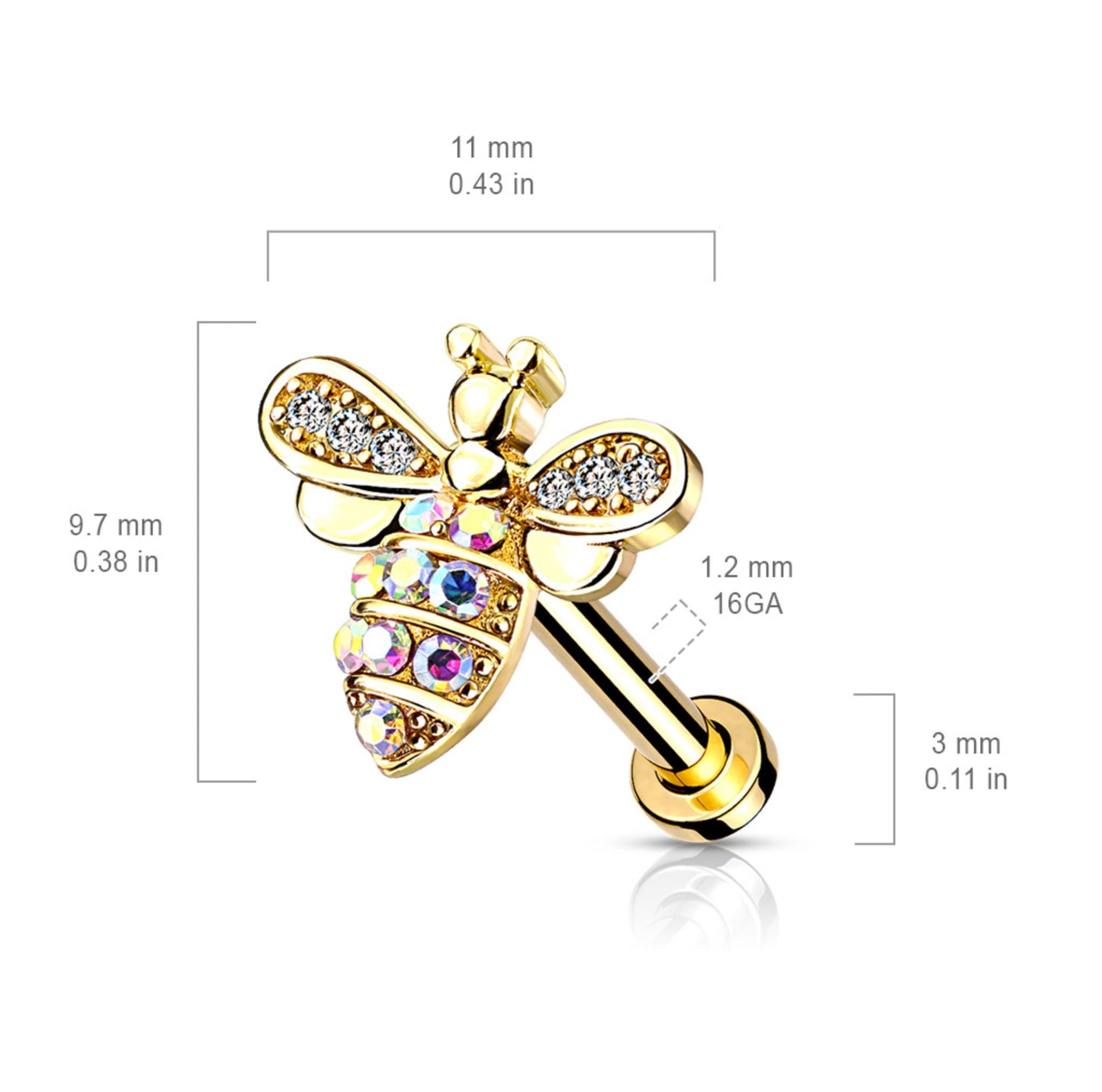 Micro CZ Paved Bee With AB Crystals