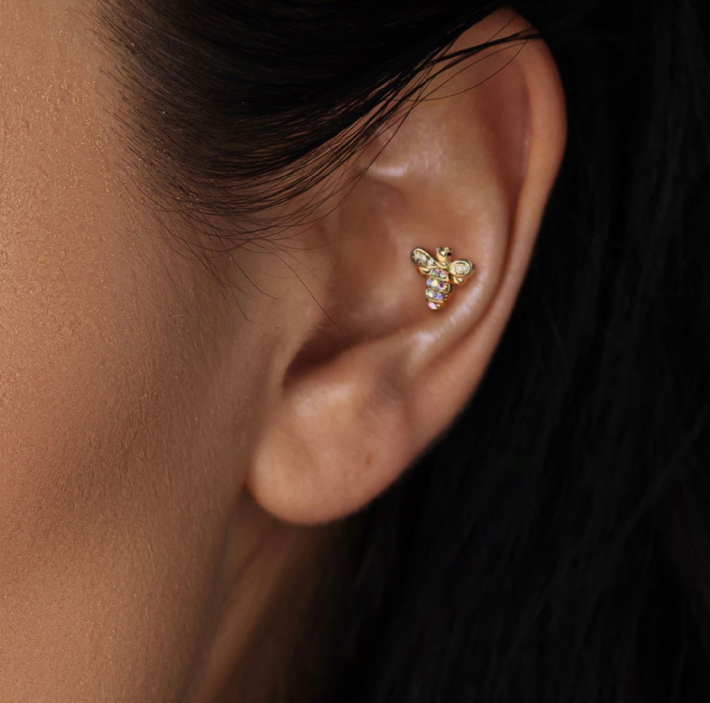 Micro CZ Paved Bee With AB Crystals