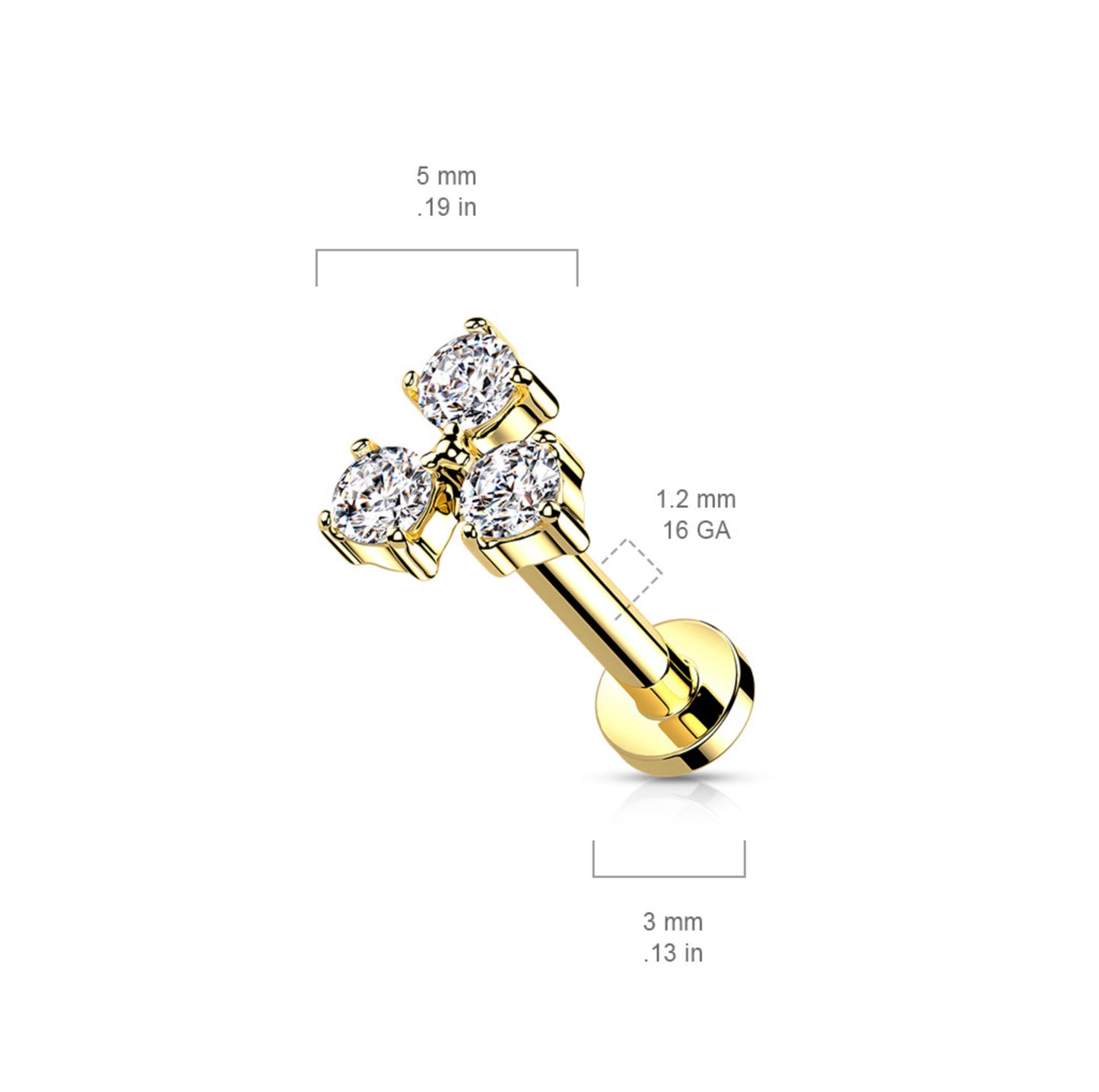 Triangle CZ Set Flat Back Studs