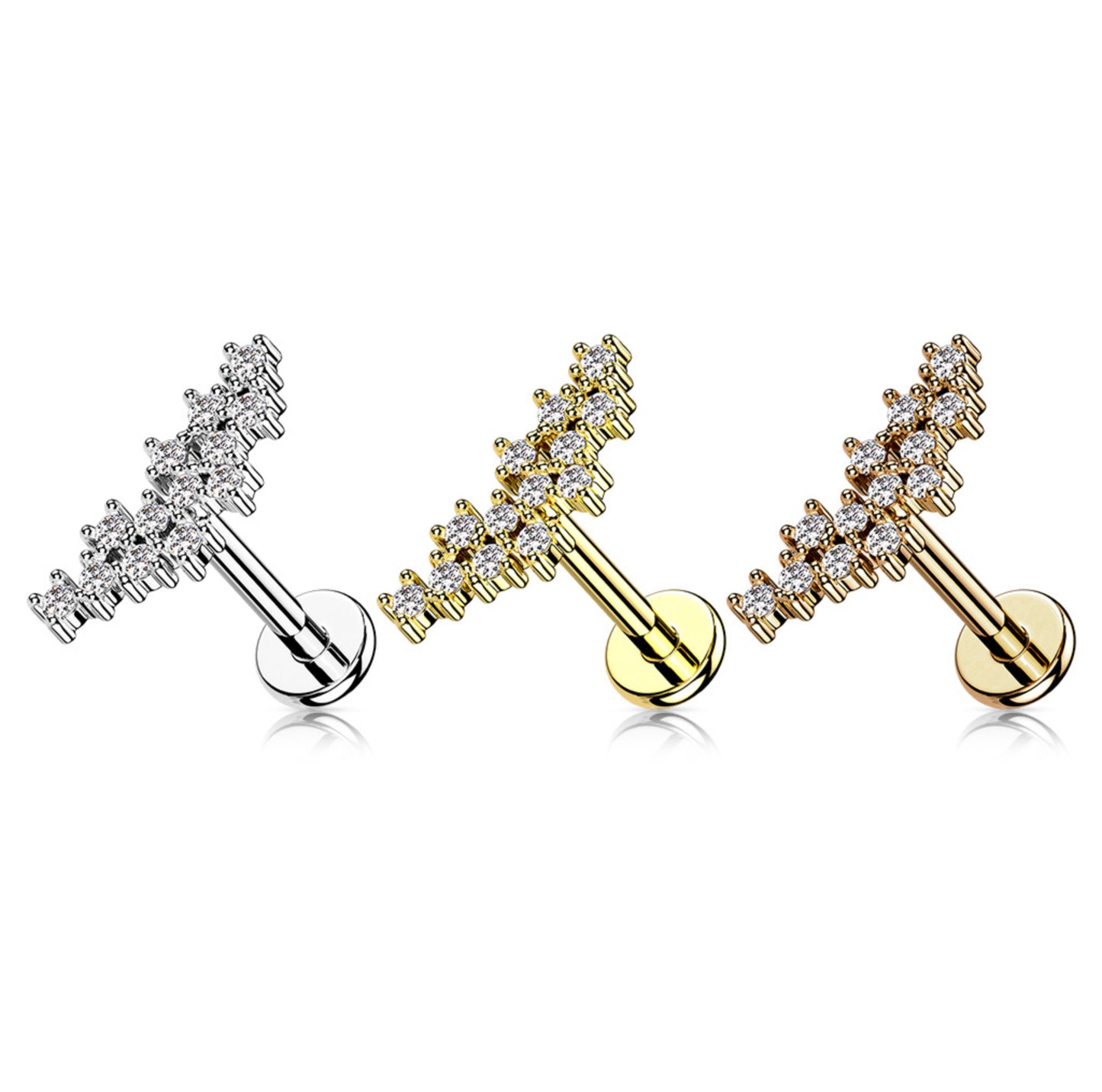 Cluster of Prong Set CZ Top Flat Back Stud
