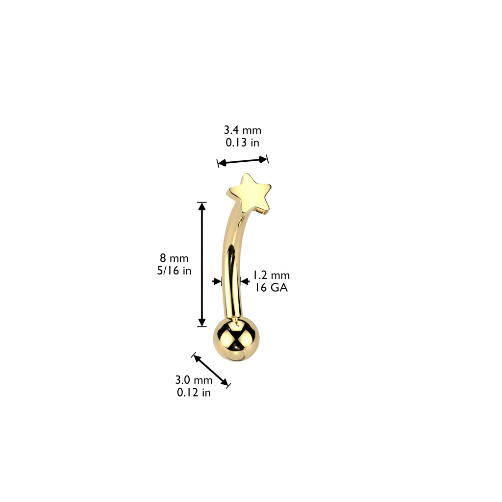 Threadless Curved Barbell With Star Top