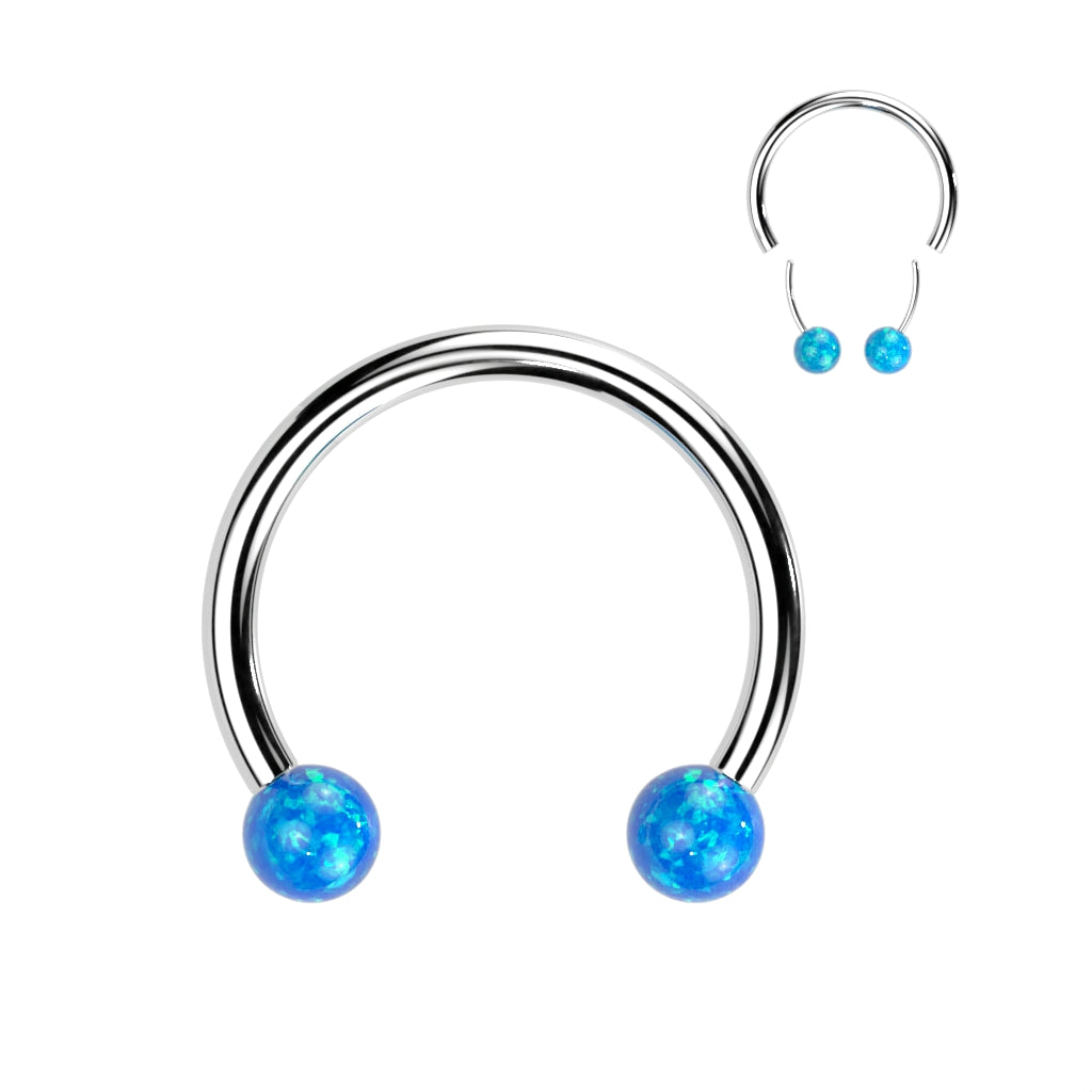 Threadless Horseshoe With Opal Ball Ends