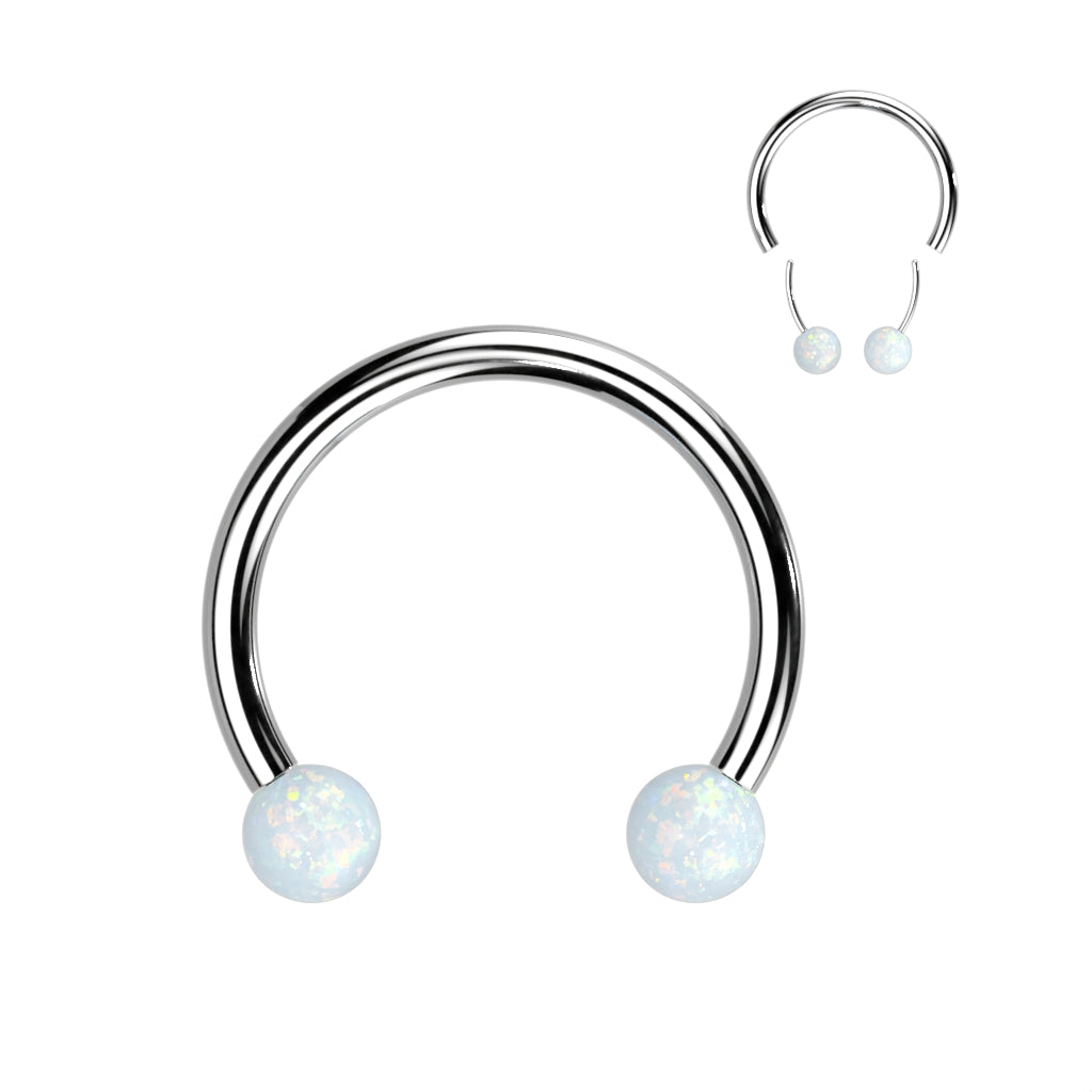 Threadless Horseshoe With Opal Ball Ends