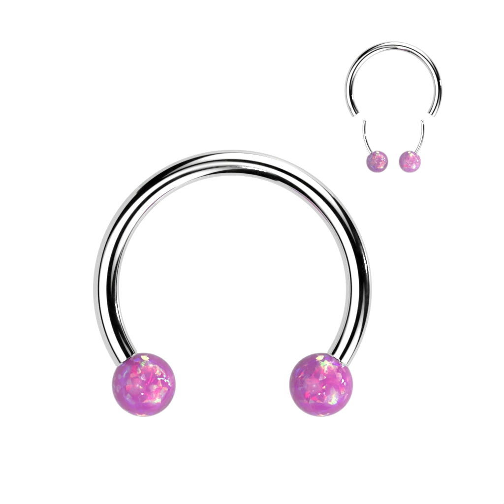 Threadless Horseshoe With Opal Ball Ends