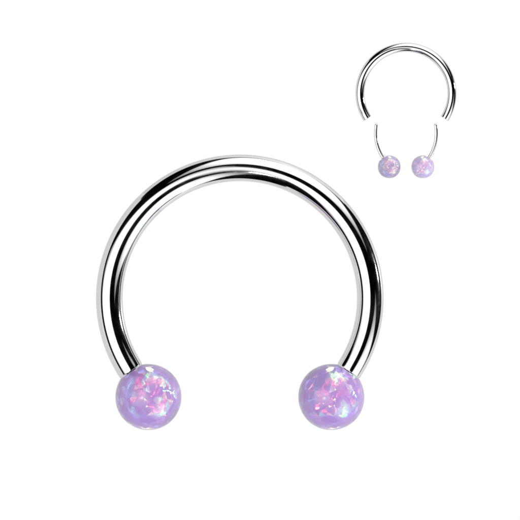 Threadless Horseshoe With Opal Ball Ends