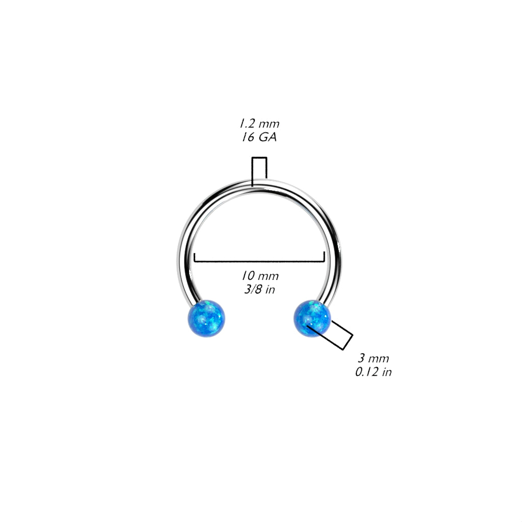 Threadless Horseshoe With Opal Ball Ends