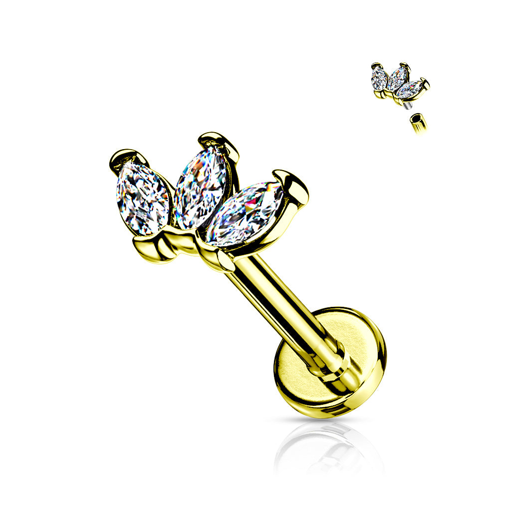 Labret Triple Marquise CZ Fan