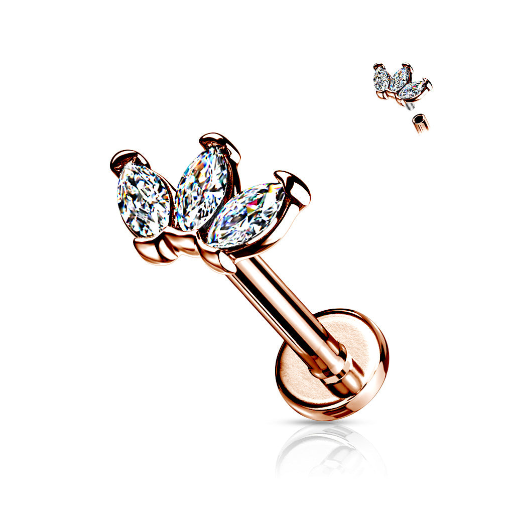 Labret Triple Marquise CZ Fan