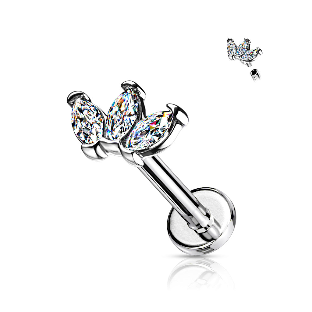 Labret Triple Marquise CZ Fan