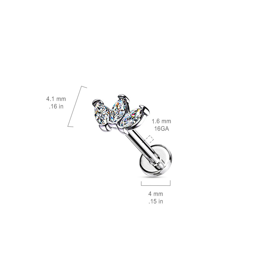 Labret Triple Marquise CZ Fan