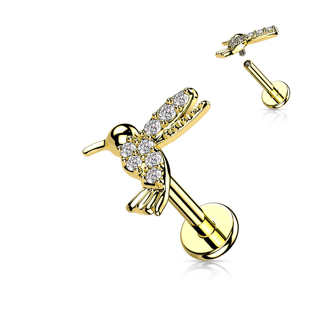 CZ Paved Hummingbird Top on Flat Back Stud