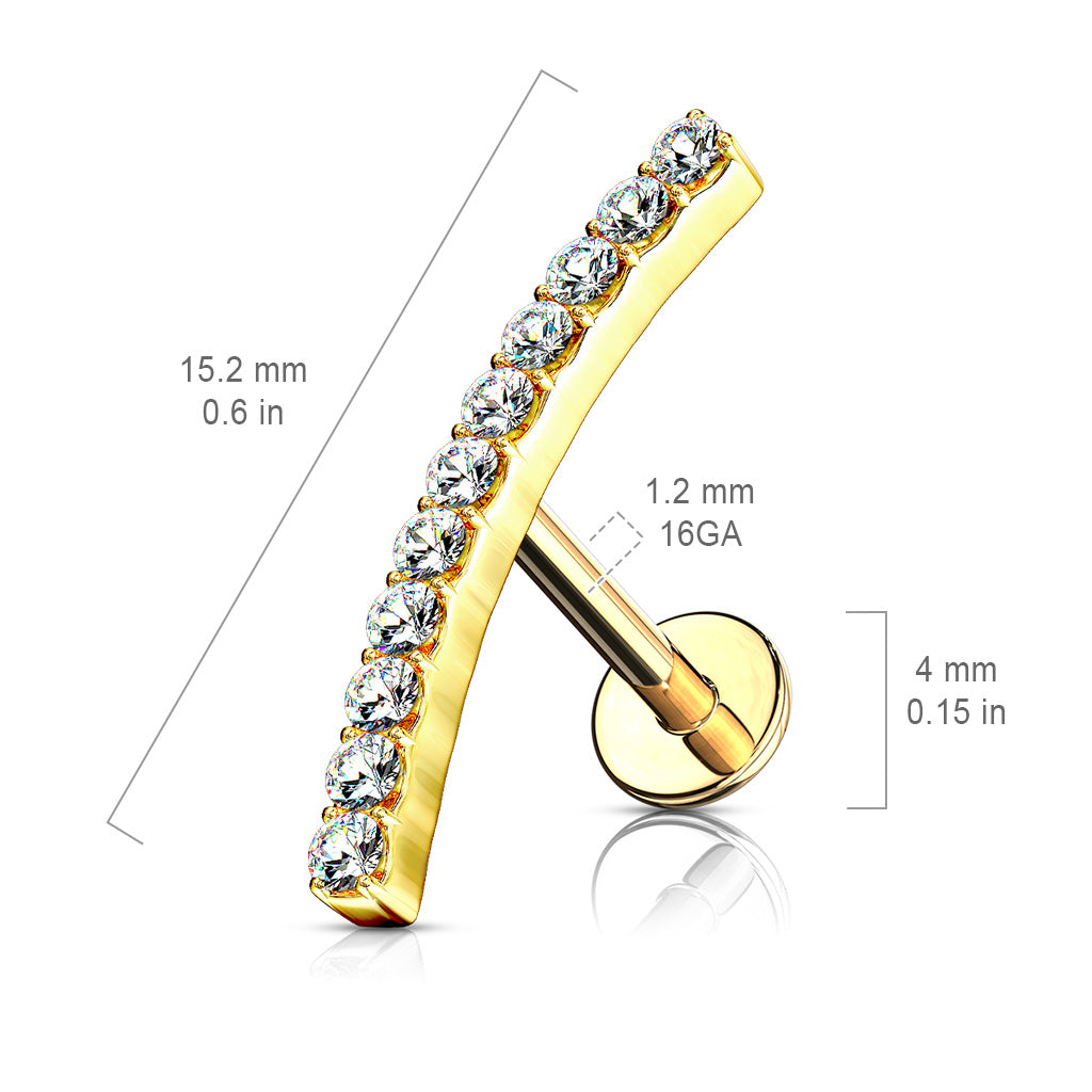 Labret Lined CZ Curve Top