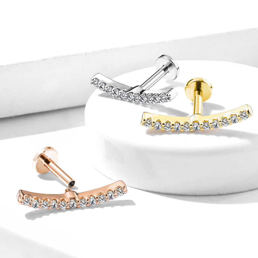 Labret Lined CZ Curve Top