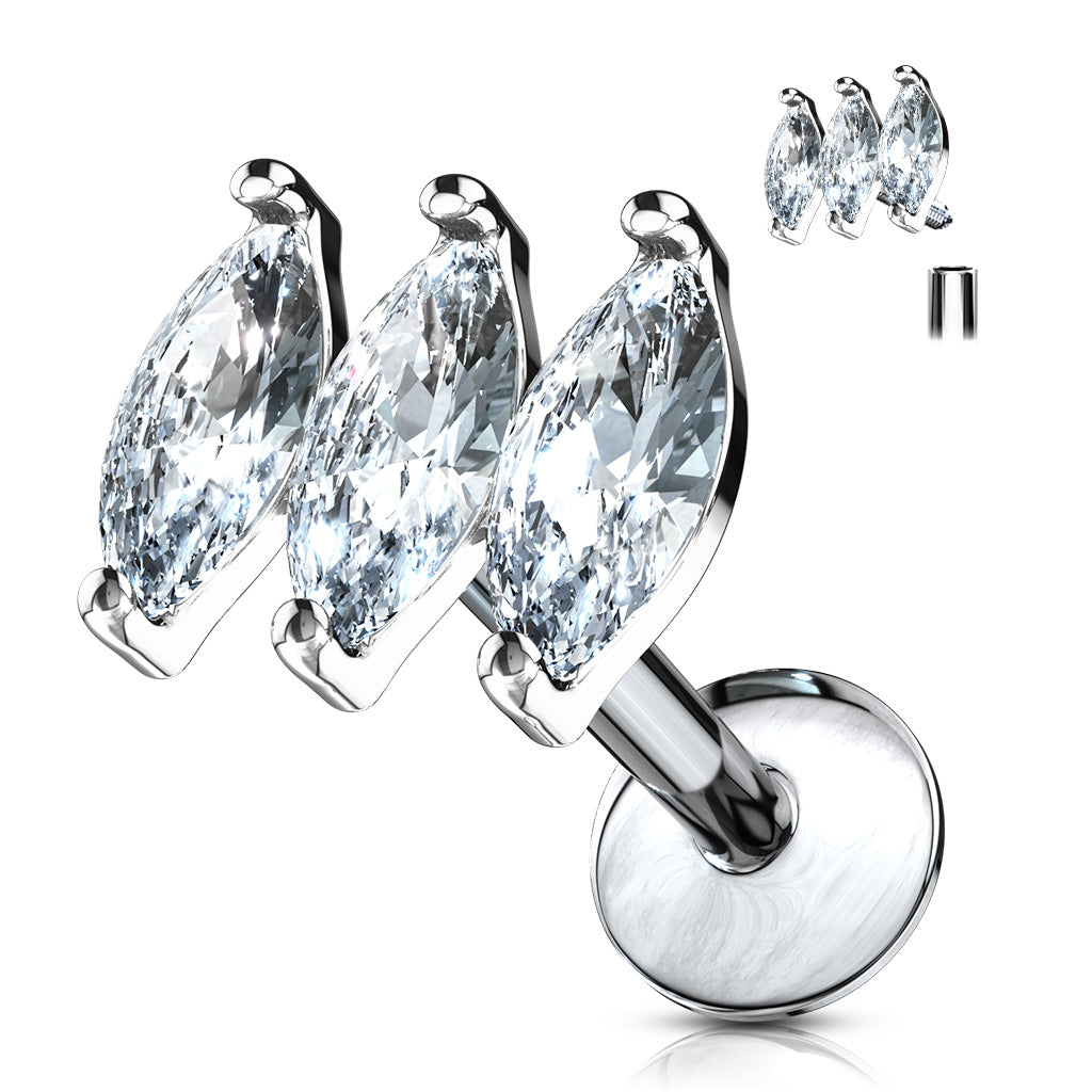 Triple Marquise CZ Prong Set Top