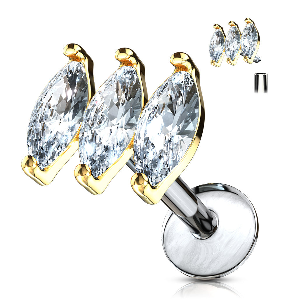 Triple Marquise CZ Prong Set Top
