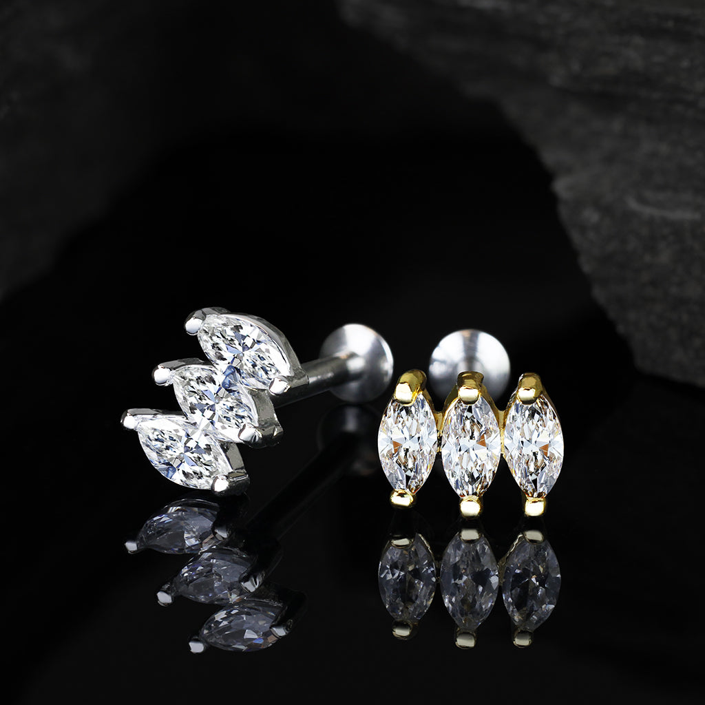 Triple Marquise CZ Prong Set Top
