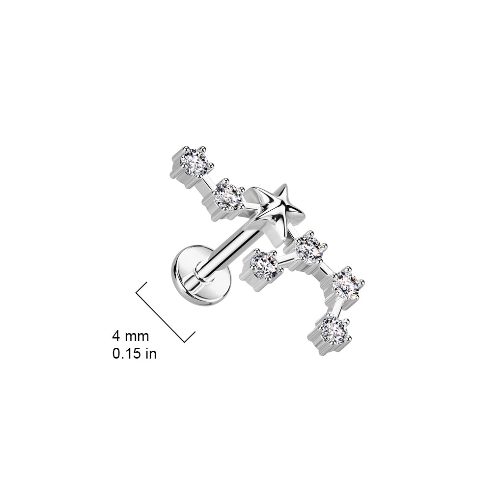 Silver CZ Zodiac Constellation Labret Stud
