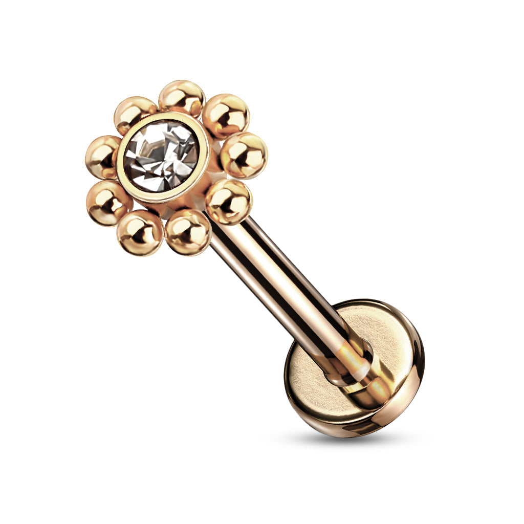 Steel Balls Around Gem Set Ball Top Flat Back Stud