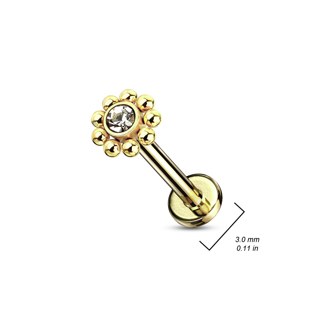Steel Balls Around Gem Set Ball Top Flat Back Stud