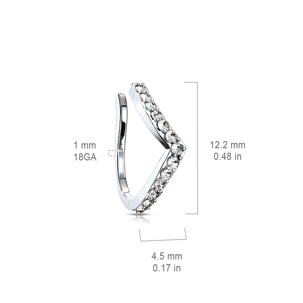 CZ Lined Chevron Non Piercing Cuff