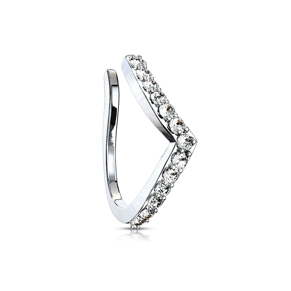 CZ Lined Chevron Non Piercing Cuff